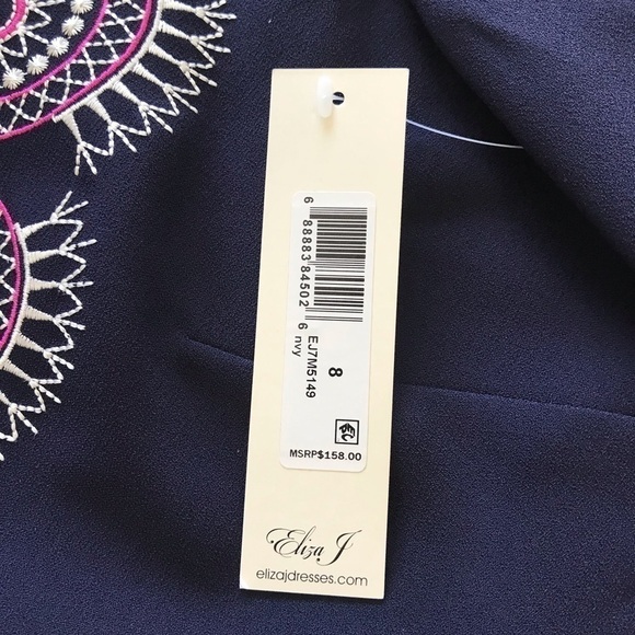 Eliza J Blue Paisley Embroidered Shift Dress 8 - Picture 7 of 7